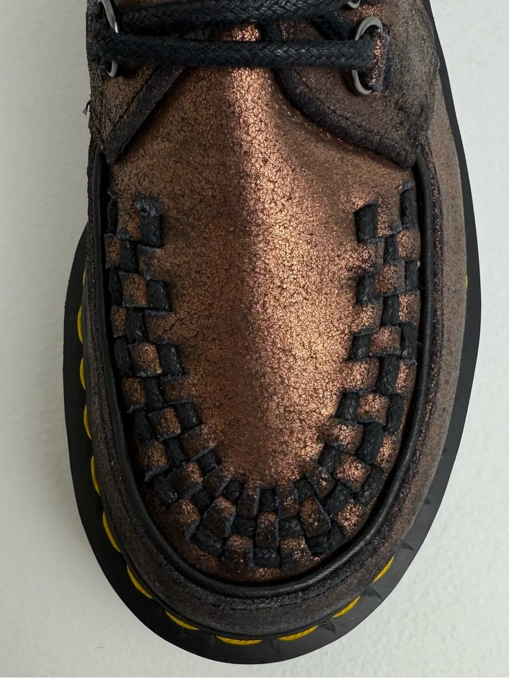 Dr. Martens Ashley Platform Metallic Leather Quad Retro Creeper Oxfords UK 4